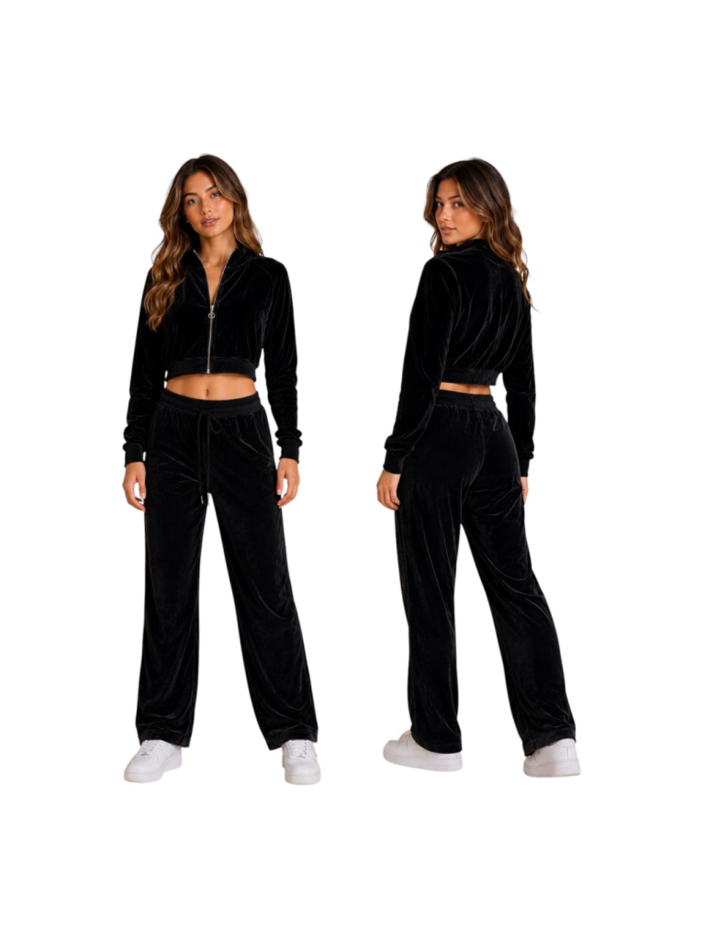 Victoria’s Secret On Point Black Velour Velvet Tracksuit Set XS Y2K